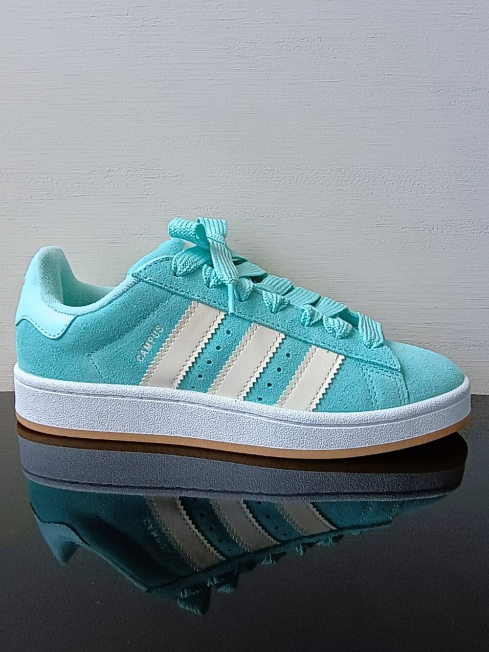 Adidas Men's Campus Suede Sneaker in Easy Mint Green/Cream White/Semi Flash Aqua